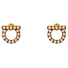Salvatore Ferragamo Orecchini Pearl Gancini Gold