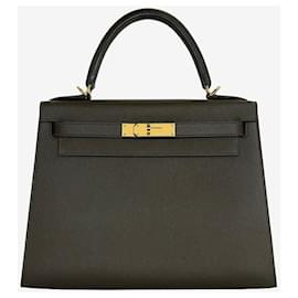 Hermès Kelly Sellier Epsom Verdi Grey Graviert