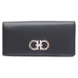 Salvatore Ferragamo Langer Gancini Geldbeutel Silber
