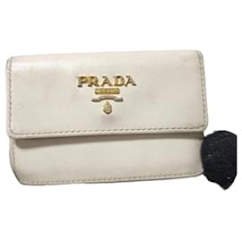 PRADA Nano Saffiano Leder Kartenhalter/Geldbörse Off-White - Prada