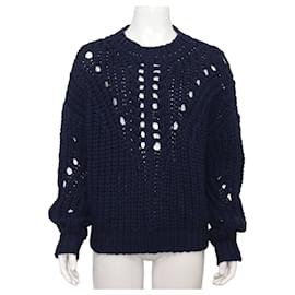 Oversized Strick-T-Shirt für Damen und Herren aus Navy-Wolle - Isabel Marant