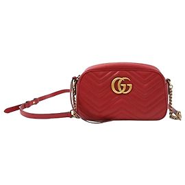 Gucci Borsa a tracolla Marmont Matelassé Rossa con finiture dorate