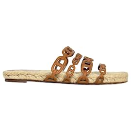 Hermès Sandalo Espadrille con Catena Ciabatta Marrone Naturale