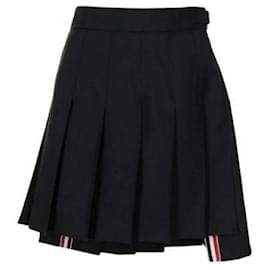 Thom Browne Minifalda plisada de sarga de lana