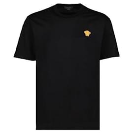 T-Shirt mit Medusa-Stickerei und kurzen Ärmeln - Versace