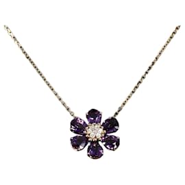 Fleur de Hawaii Amethyst Diamond Pendant Necklace Yellow Gold Season - Van Cleef & Arpels