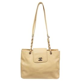 Chanel Borsa a Spalla Beige Caviar CC Chain