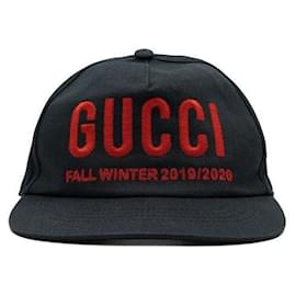 Gucci Schwarze Baseballkappe aus Baumwolle für Herren mit besticktem Logo