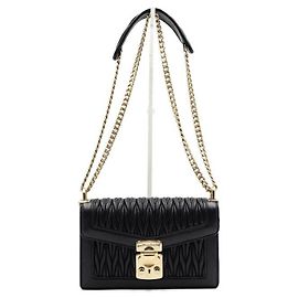Miu Miu Borsa a tracolla trapuntata Black Confidential con catena dorata crossbody