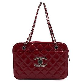 Chanel Borsa Bowling Mademoiselle in vernice rossa con catena argentata