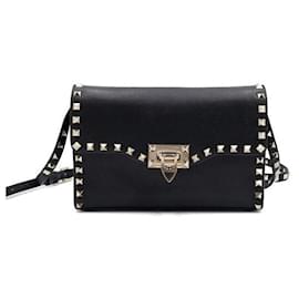 Borsa a tracolla e crossbody Rockstud in pelle nera - Valentino