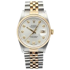 Rolex Orologio Datejust da uomo con cinturino a pettine, quadrante argento, Aftersetting Tenpoint
