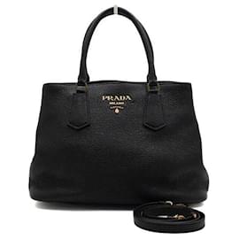 Prada Tote e borsa a tracolla in pelle Vitello Daino nera