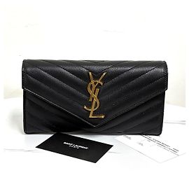 Saint Laurent Monogram Long Wallet Black