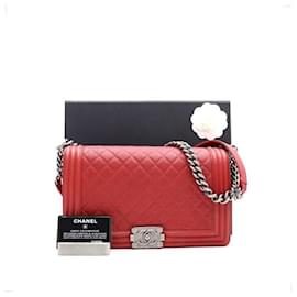 Chanel Borsa a Spalla Boy Caviar Large Silver Chain
