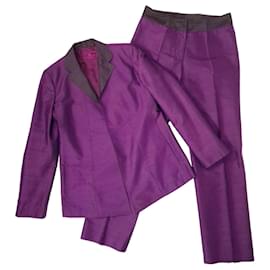 Conjunto de fato de calças em seda shantung roxo Etro Milano