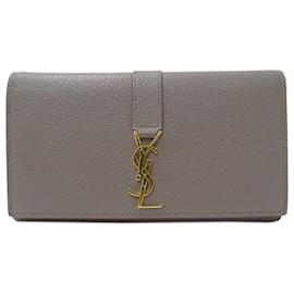 Saint Laurent Langer Ledergeldbörse in Grau