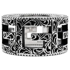 Anillo de banda plateada con G cuadrado GUCCI - Gucci