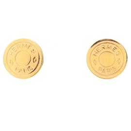Boucles d'oreilles Sellier plaquées or Hermes - Hermès