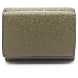 Mini Cartera Gucci Logo Tri-fold de Cuero - Khaki
