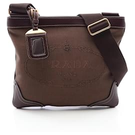 Borsa a tracolla in jacquard con logo Prada