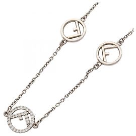 Collana F Fendi Argento in Acciaio Inossidabile e Strass