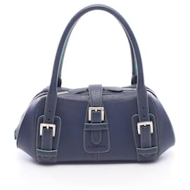 Borsa Loewe Senda in pelle verde e blu navy