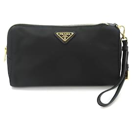 Borsa a mano/Pochette in nylon nero Prada