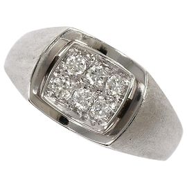 Autre Marque Anillo de banda de oro blanco de 18K y diamantes