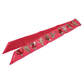 Lenço Twilly de seda rosa Hermes - Hermès