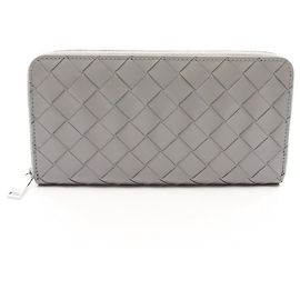 Bottega Veneta Intrecciato Langer Geldbeutel Grau