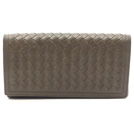 Cartera larga bi-fold Intrecciato Khaki Bottega Veneta