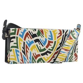FENDI Borsa a Spalla Zucca Canvas Vertigo PVC Multicolore Argento Auth 194700M
