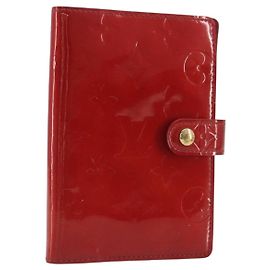 LOUIS VUITTON Monogram Vernis Agenda PM Planner Cover Red R21016 LV Auth bs36647