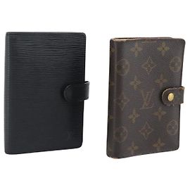 LOUIS VUITTON Epi Monogram Day Planner Cover 2 Set Black LV Auth bs36693
