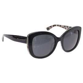 Dolce & Gabbana Gafas de sol DOLCE&GABBANA de plástico negro y dorado Auth BA14526