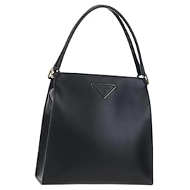 Borsa a Spalla PRADA in Pelle Nera con Dettagli Oro Auth 190350V - Prada