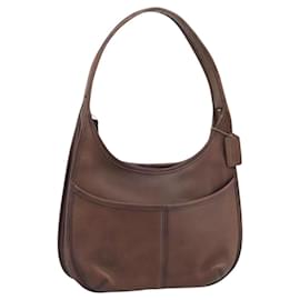 Borsa a Spalla Coach in Pelle Marrone e Oro Auth 194914A