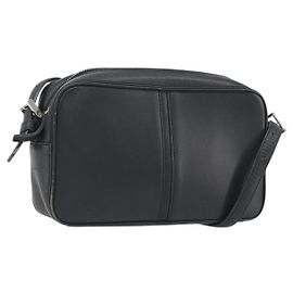 Bolsa de Ombro BURBERRY em Couro Preto Prata Auth BA14575