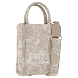 VERSACE Barocco Thena Mini Tote Bag Canvas 2way Beige Goldton Auth BA14680V - Versace