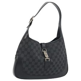 Borsa GUCCI GG Canvas Jackie Nera Argento 001 3306 Auth 194743V