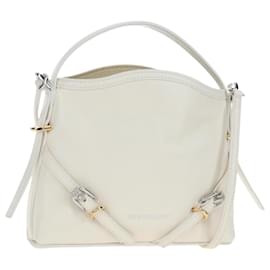 Borsa a Spalla GIVENCHY Voyou in Pelle 2way Bianco Argento Oro Auth 192539V - Givenchy
