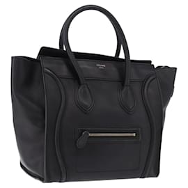 Borsa CELINE Luggage Mini shopper in pelle di vitello nera con dettagli argento Auth 194754V - Céline