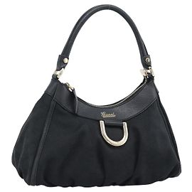 Borsa a Spalla GUCCI GG Canvas Abbey Nera Oro 190525 Auth 194851V