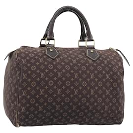LOUIS VUITTON Monogram Mini Lin Speedy 30 Borsa Marrone Ebene M95224 LV Auth gh2314