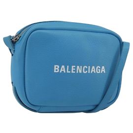 Borsa a tracolla BALENCIAGA Every Day in pelle azzurro chiaro argento 489809 Auth BA14697A