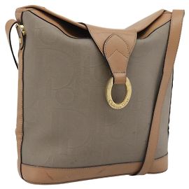 Bolsa de Ombro Christian Dior PVC Couro Bege Dourado gh2327