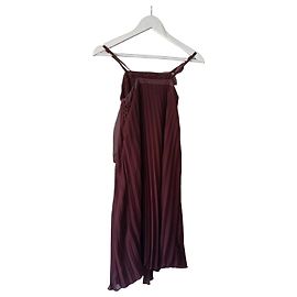 Vestido largo plisado de seda burdeos Christian Dior