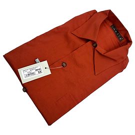 Autre Marque Camicia Elasia 90s Vintage da uomo Terracotta a maniche corte Taglia 40/15.5