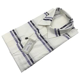Camicia a maniche corte a righe bianche Paolo Illario Vintage anni '90 da uomo Taglia 38/15 - Autre Marque